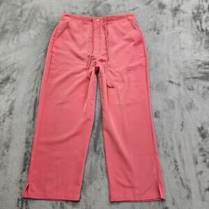 Vintage 90s Sag Harbor Pants Womens S Pink High Rise Drawstring Crop Flowy Silky